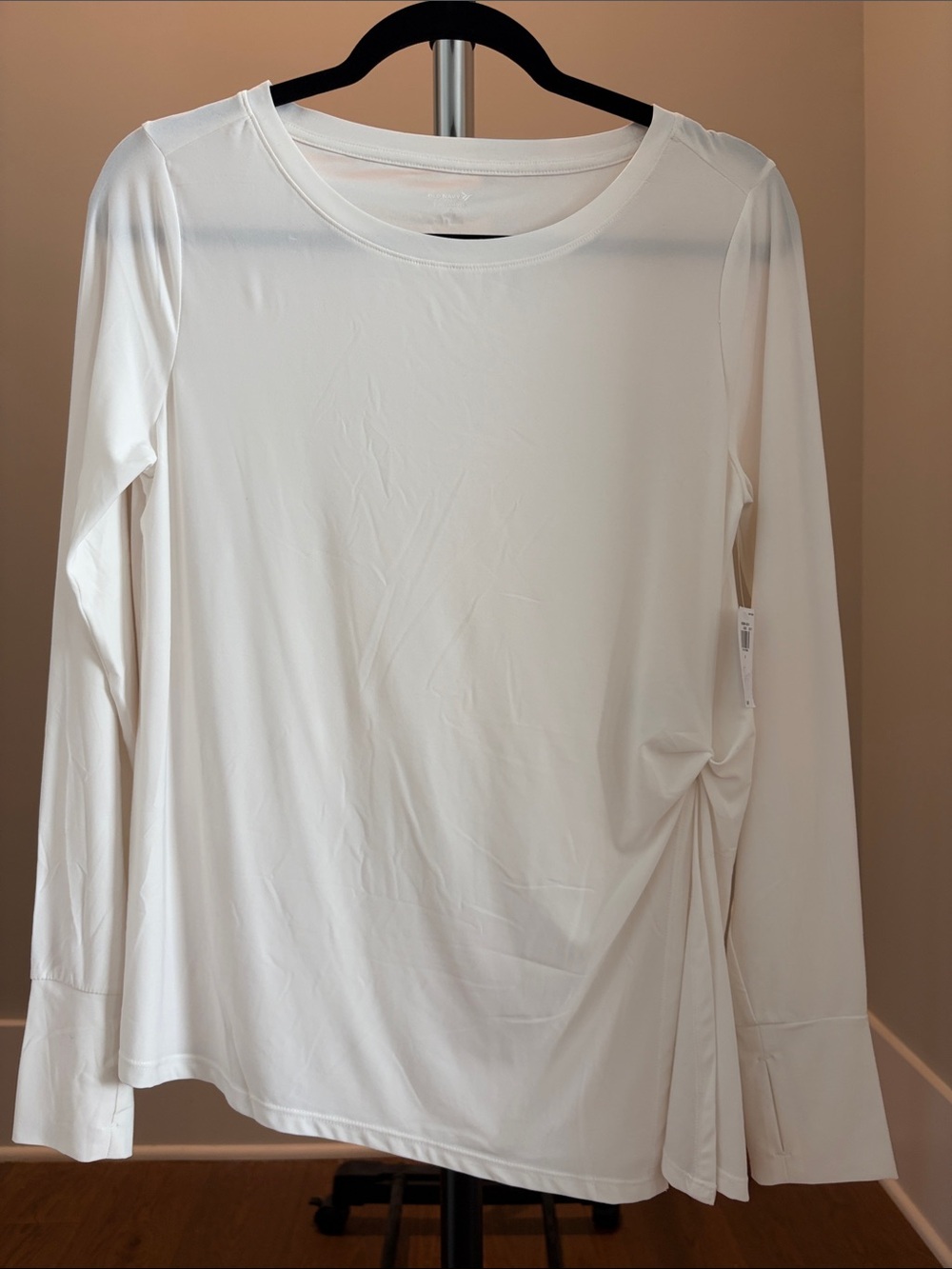 Old Navy White Long Sleeve Twist-Side Top